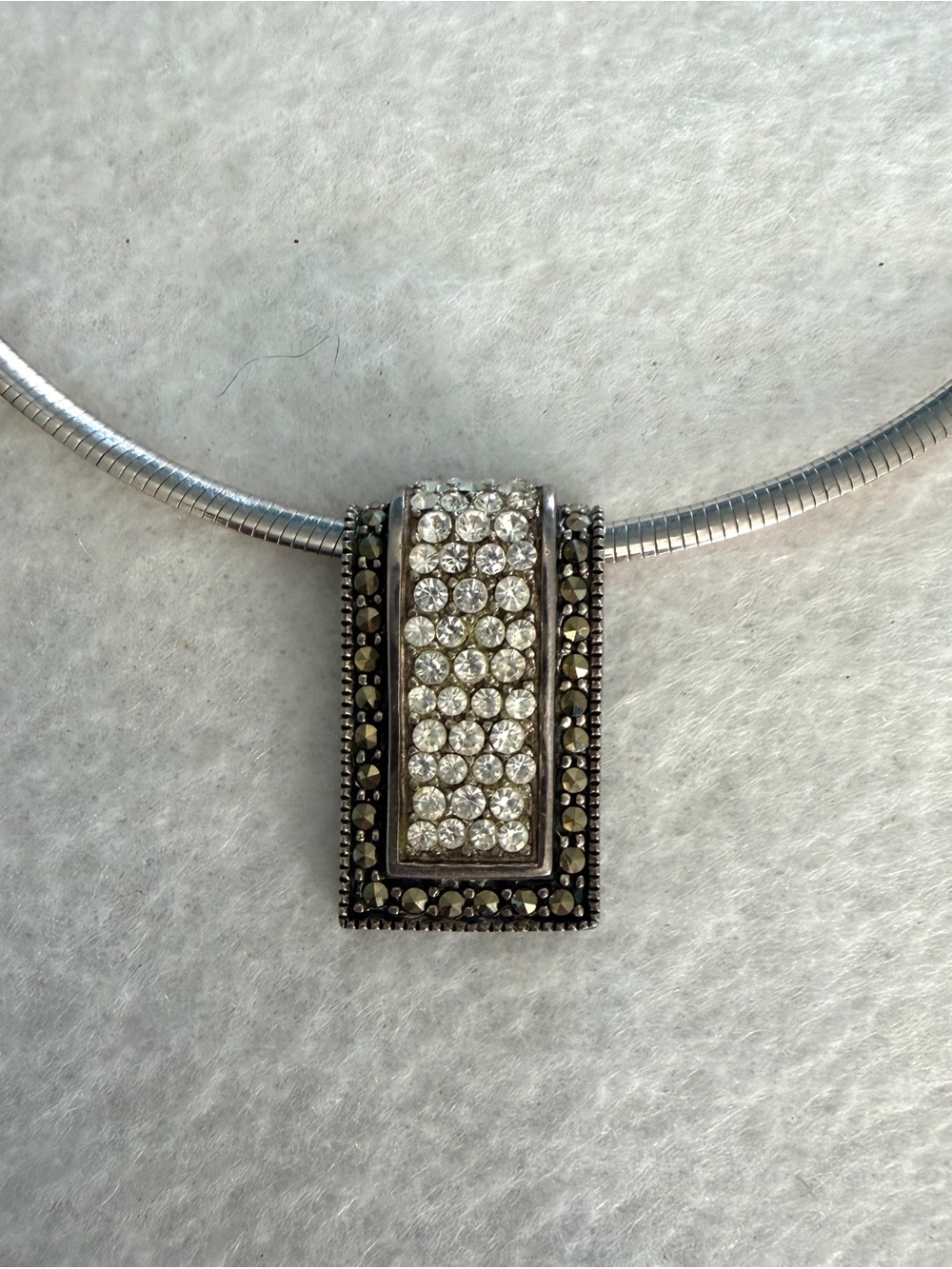 Sterling Silver and Marcasite Rhinestone Pendant